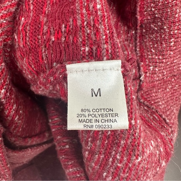 On The Byas Men’s Cardigan Size Medium Red Geometric Striped Grandpa Office - Picture 7 of 7